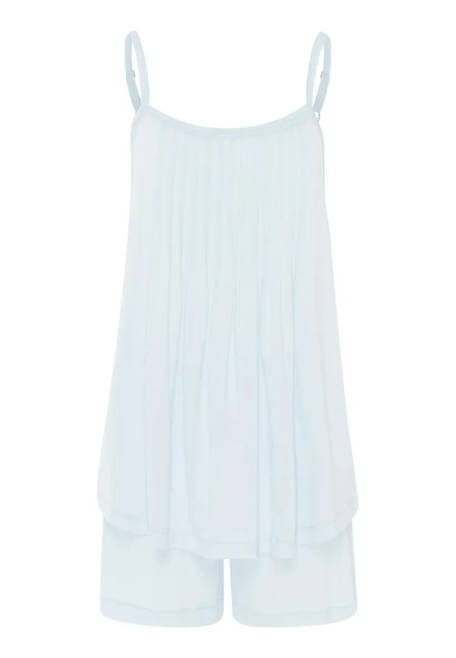 Pleated Cotton Pajama Set Whispering Blue Women HANRO Pajama Sets