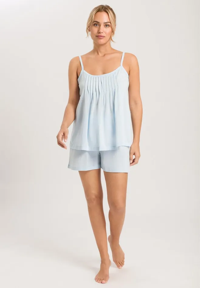 Pleated Cotton Pajama Set Whispering Blue Women HANRO Pajama Sets