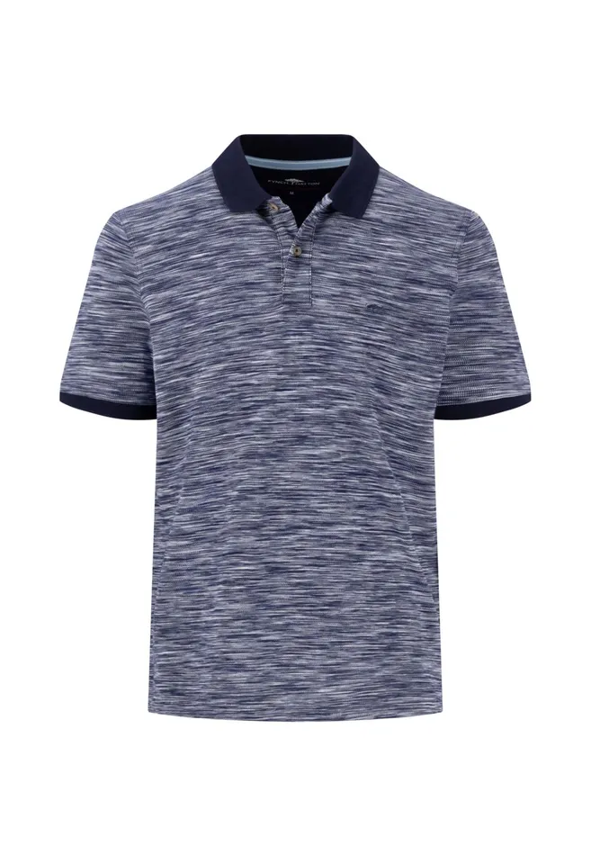 Polo Shirt Men FYNCHHATTON Polo Shirt Melange With Contrast Details Navy