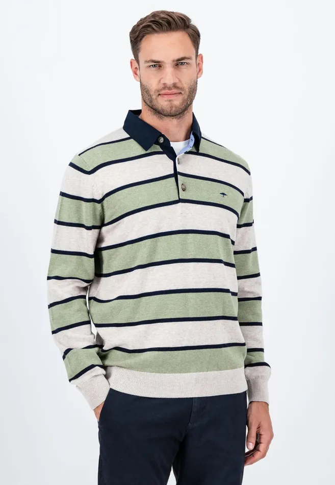 Polo Shirt Men FYNCHHATTON Rugby Shirt Made Of Cotton Light Khakicloud Blue