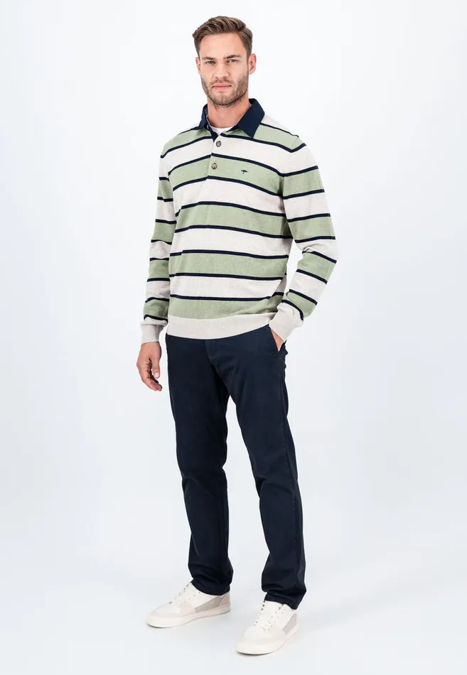 Polo Shirt Men FYNCHHATTON Rugby Shirt Made Of Cotton Light Khakicloud Blue
