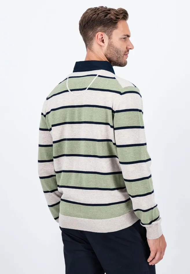 Polo Shirt Men FYNCHHATTON Rugby Shirt Made Of Cotton Light Khakicloud Blue