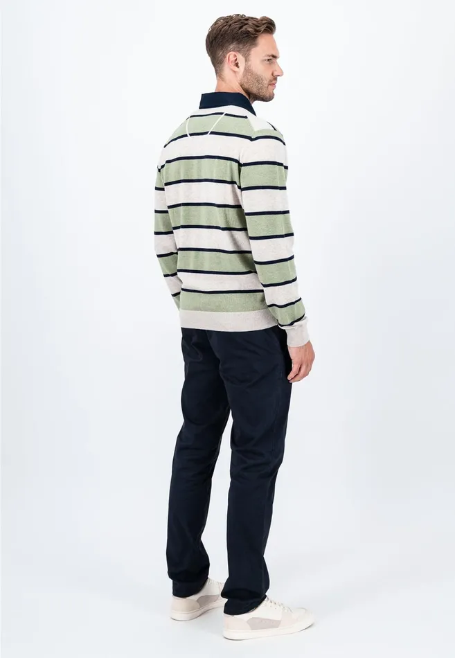 Polo Shirt Men FYNCHHATTON Rugby Shirt Made Of Cotton Light Khakicloud Blue