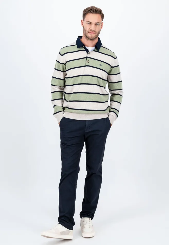 Polo Shirt Men FYNCHHATTON Rugby Shirt Made Of Cotton Light Khakicloud Blue