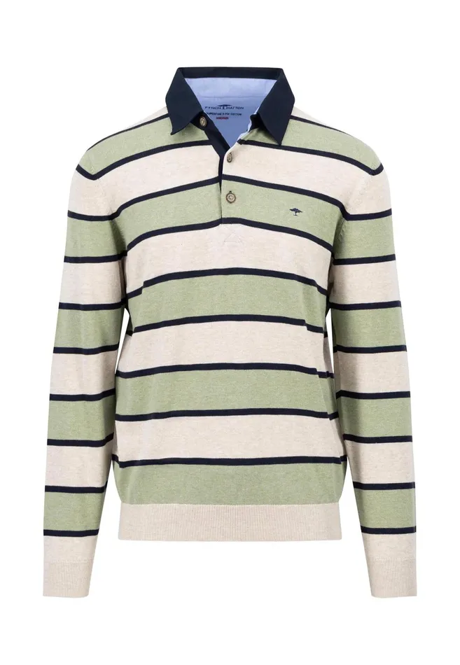 Polo Shirt Men FYNCHHATTON Rugby Shirt Made Of Cotton Light Khakicloud Blue