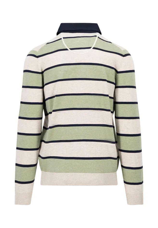 Polo Shirt Men FYNCHHATTON Rugby Shirt Made Of Cotton Light Khakicloud Blue