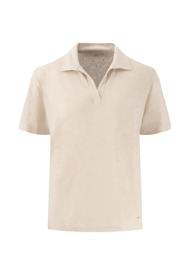 Polo Shirt Women FYNCHHATTON Polo Shirt Casual Fit Made Of Linen Mix Sandblack Polo Shirt Women FYNCHHATTON Polo Shirt Casual Fit Made Of Linen Mix Sandblack