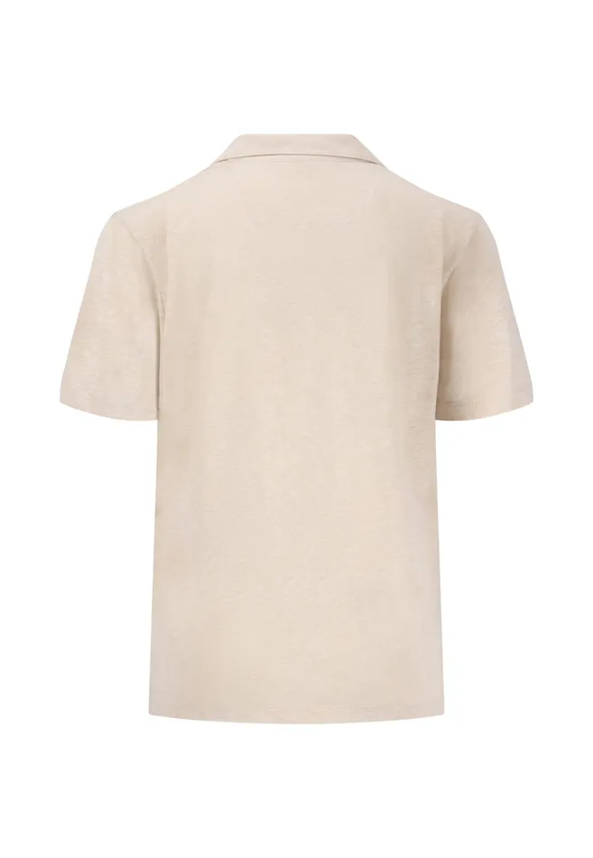 Polo Shirt Women FYNCHHATTON Polo Shirt Casual Fit Made Of Linen Mix Sandblack