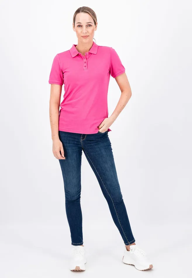 Polo Shirt Women FYNCHHATTON Polo Shirt Made Of Cotton Mix Elegant Pinkwhitedusty Roseroyal Bluefaded Lavenderaqua Seanavymodern Plum
