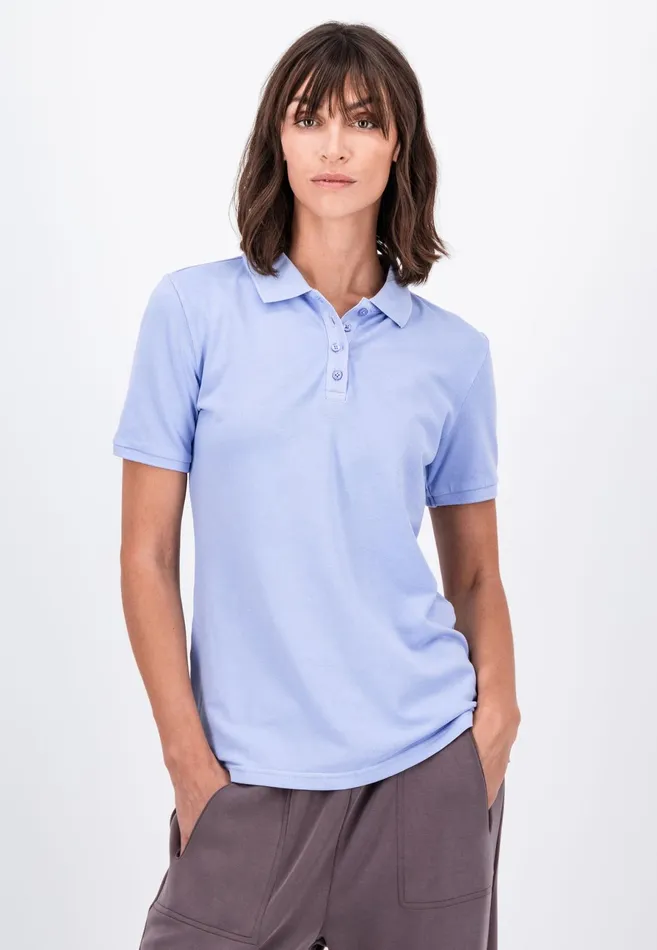 Polo Shirt Women FYNCHHATTON Polo Shirt Made Of Cotton Mix Elegant Pinkwhitedusty Roseroyal Bluefaded Lavenderaqua Seanavymodern Plum
