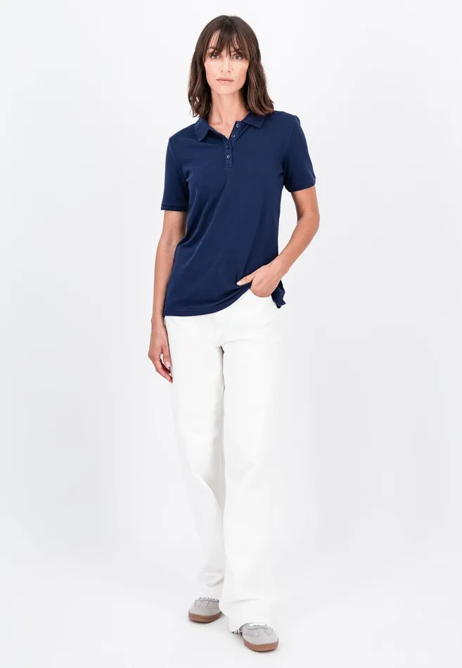 Polo Shirt Women FYNCHHATTON Polo Shirt Made Of Cotton Mix Elegant Pinkwhitedusty Roseroyal Bluefaded Lavenderaqua Seanavymodern Plum