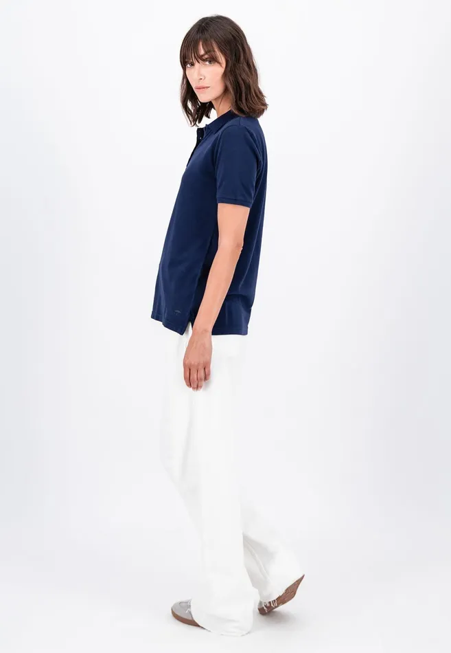 Polo Shirt Women FYNCHHATTON Polo Shirt Made Of Cotton Mix Elegant Pinkwhitedusty Roseroyal Bluefaded Lavenderaqua Seanavymodern Plum