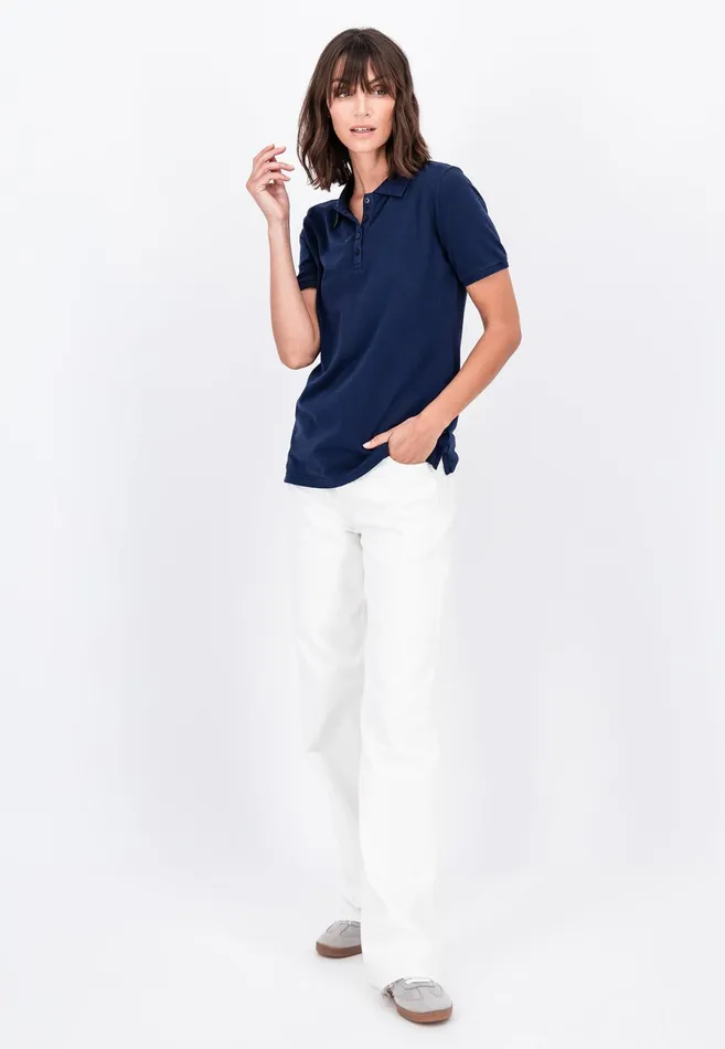 Polo Shirt Women FYNCHHATTON Polo Shirt Made Of Cotton Mix Elegant Pinkwhitedusty Roseroyal Bluefaded Lavenderaqua Seanavymodern Plum