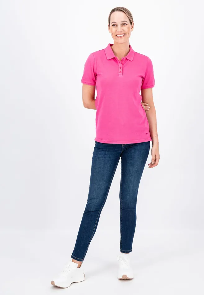 Polo Shirt Women FYNCHHATTON Polo Shirt Made Of Cotton Mix Elegant Pinkwhitedusty Roseroyal Bluefaded Lavenderaqua Seanavymodern Plum