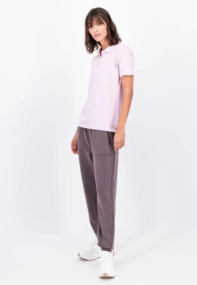 Polo Shirt Women FYNCHHATTON Polo Shirt Made Of Cotton Mix Elegant Pinkwhitedusty Roseroyal Bluefaded Lavenderaqua Seanavymodern Plum