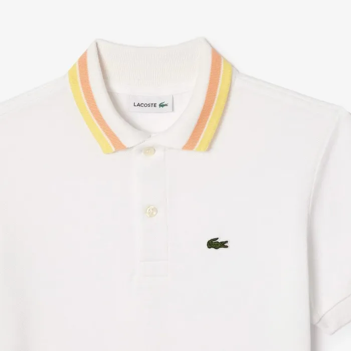 Polos Kids Lacoste Kids039 Multicolor Collar Cotton Petit Piqu Polo White Light Orange Yellow Ifm