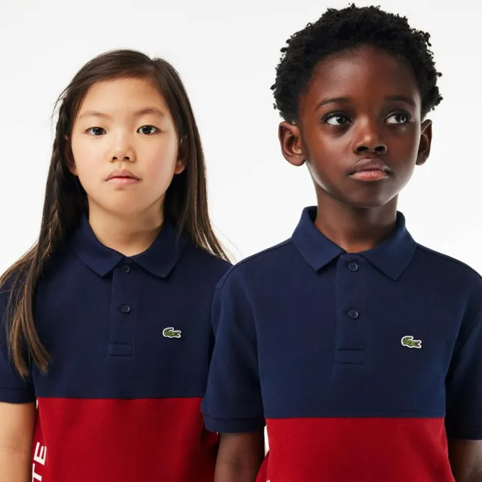 Polos Kids Lacoste Kids Organic Cotton Piqu Colorblock Polo Navy Blue Bordeaux Isv