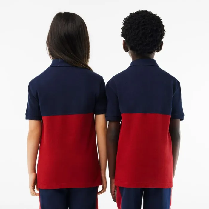 Polos Kids Lacoste Kids Organic Cotton Piqu Colorblock Polo Navy Blue Bordeaux Isv