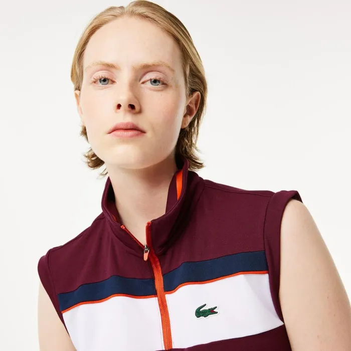Polos Women Lacoste Women039s Ripstop Piqu UltraDry Tennis Polo Bordeaux Navy Blue Lix