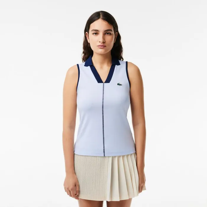 Polos Women Lacoste Women039s UltraDry Tennis Polo Light Blue Navy Blue X1j
