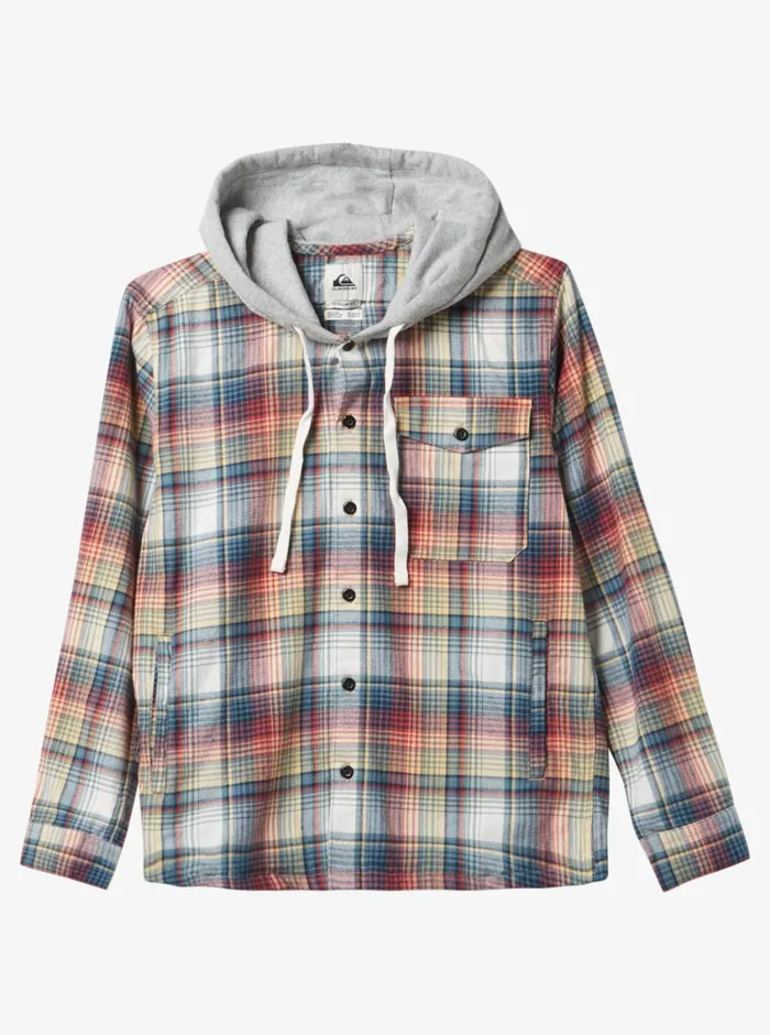 Quiksilver 816 Briggs Hooded Flannel Woven Shirt Mineral Red Briggs Flannel Boys Shirts