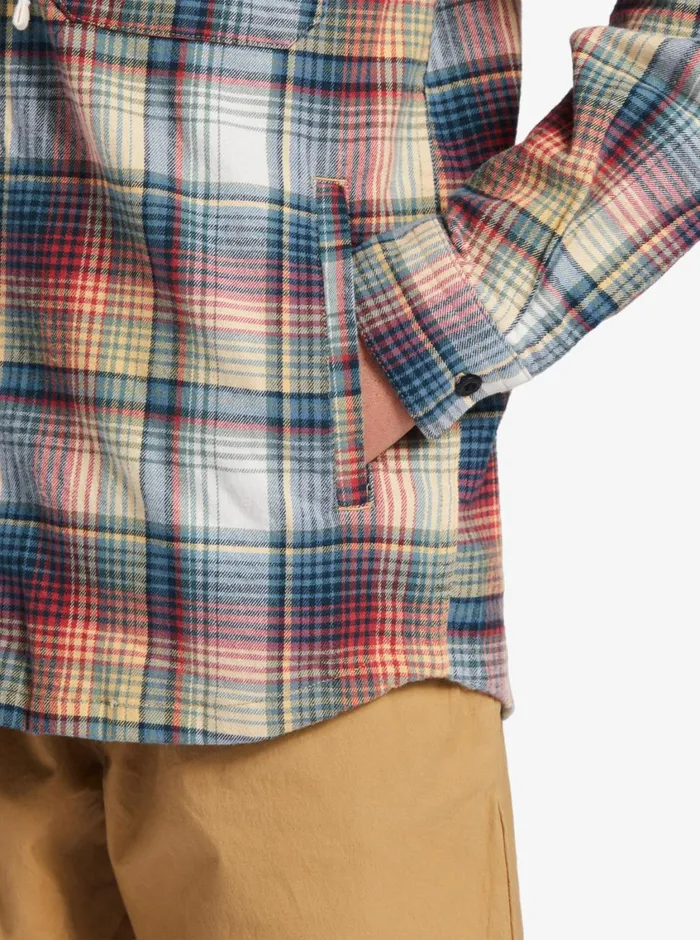 Quiksilver 816 Briggs Hooded Flannel Woven Shirt Mineral Red Briggs Flannel Boys Shirts