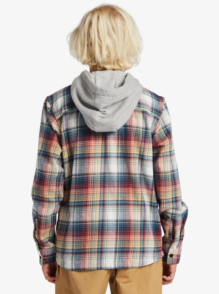Quiksilver 816 Briggs Hooded Flannel Woven Shirt Mineral Red Briggs Flannel Boys Shirts