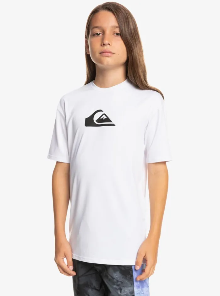 Quiksilver 816 Solid Streak Short Sleeve UPF 50 Surf TShirt White Boys Rashguards Quiksilver 816 Solid Streak Short Sleeve UPF 50 Surf TShirt White Boys Rashguards