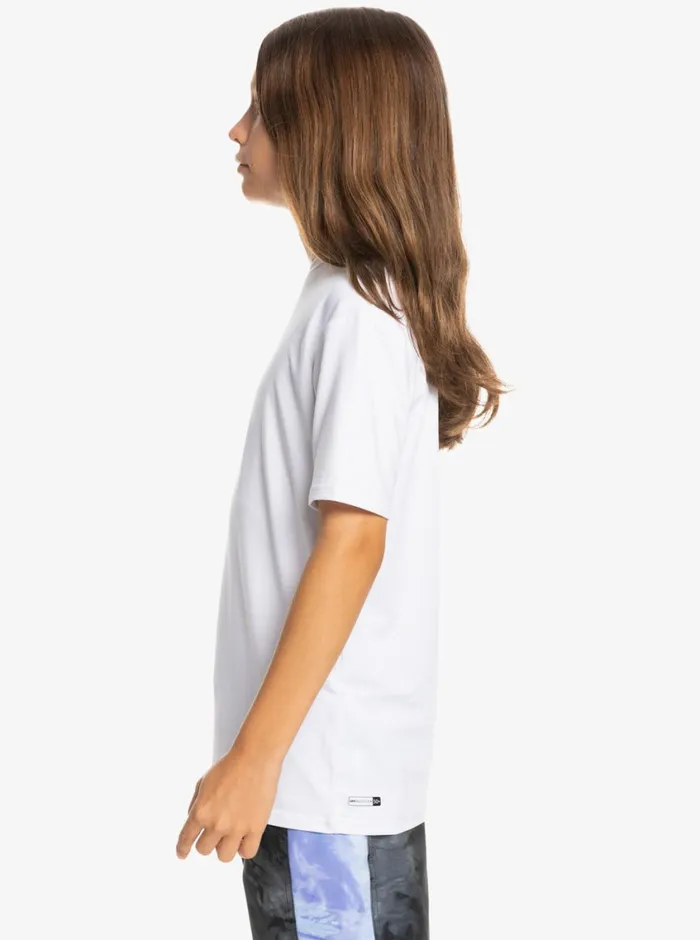 Quiksilver 816 Solid Streak Short Sleeve UPF 50 Surf TShirt White Boys Rashguards Quiksilver 816 Solid Streak Short Sleeve UPF 50 Surf TShirt White Boys Rashguards