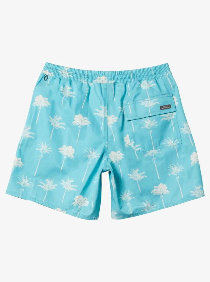 Quiksilver Cliffside 17034 Elastic Waist Shorts Scuba Blue Amazed Palm MensWaterman Elastic Waist Quiksilver Cliffside 17034 Elastic Waist Shorts Scuba Blue Amazed Palm MensWaterman Elastic Waist
