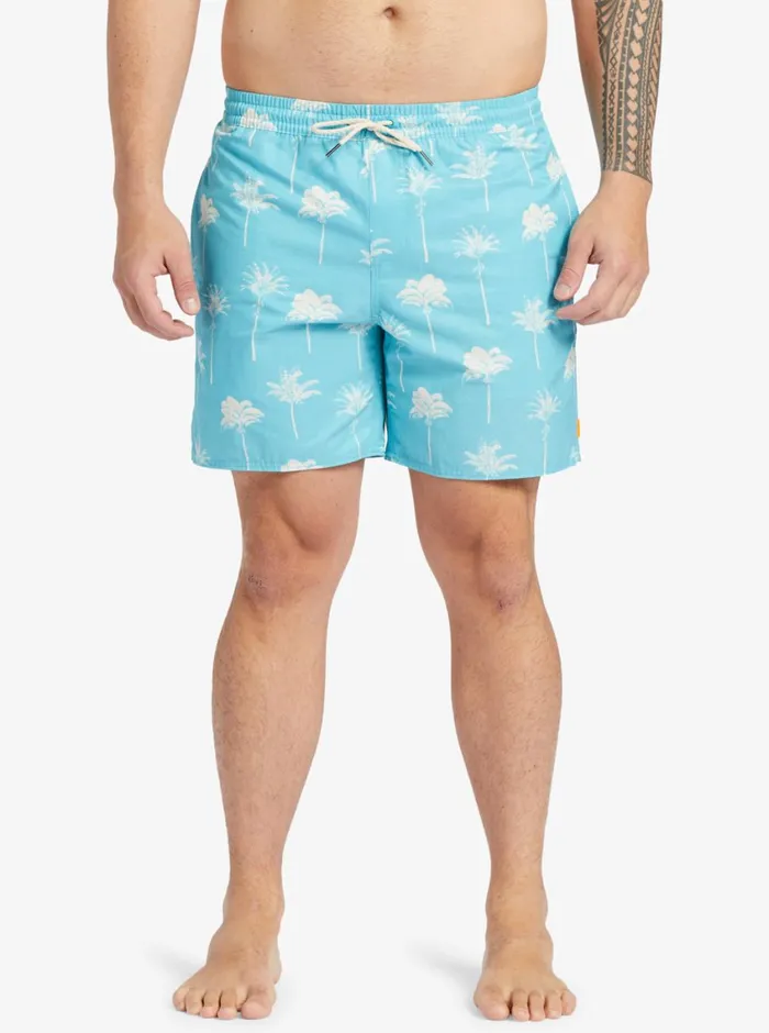 Quiksilver Cliffside 17034 Elastic Waist Shorts Scuba Blue Amazed Palm MensWaterman Elastic Waist Quiksilver Cliffside 17034 Elastic Waist Shorts Scuba Blue Amazed Palm MensWaterman Elastic Waist