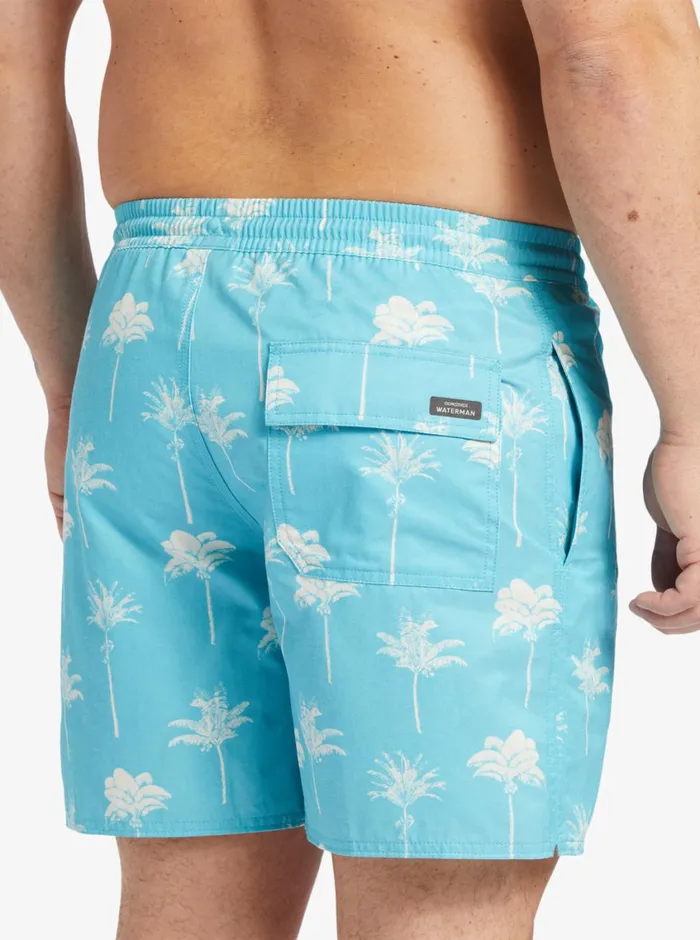 Quiksilver Cliffside 17034 Elastic Waist Shorts Scuba Blue Amazed Palm MensWaterman Elastic Waist Quiksilver Cliffside 17034 Elastic Waist Shorts Scuba Blue Amazed Palm MensWaterman Elastic Waist