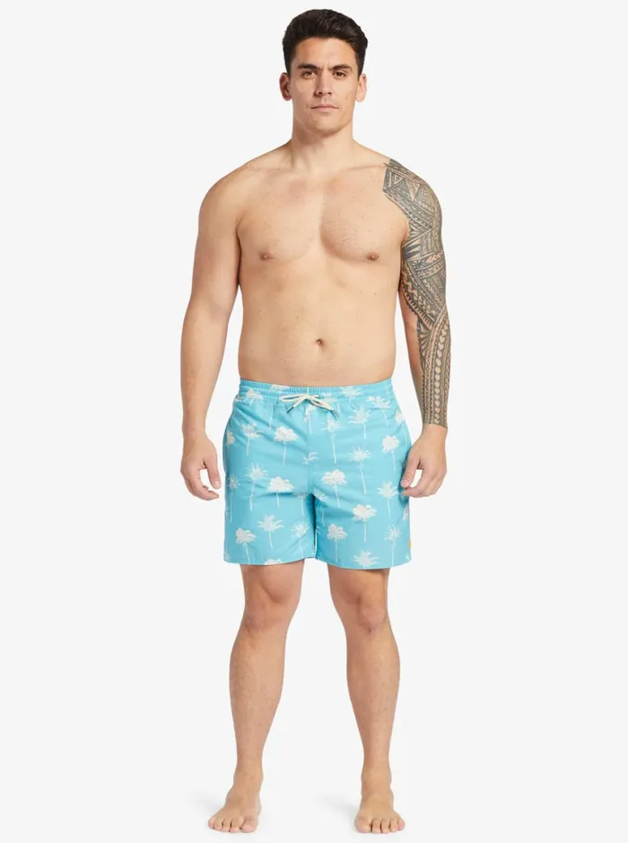 Quiksilver Cliffside 17034 Elastic Waist Shorts Scuba Blue Amazed Palm MensWaterman Elastic Waist Quiksilver Cliffside 17034 Elastic Waist Shorts Scuba Blue Amazed Palm MensWaterman Elastic Waist