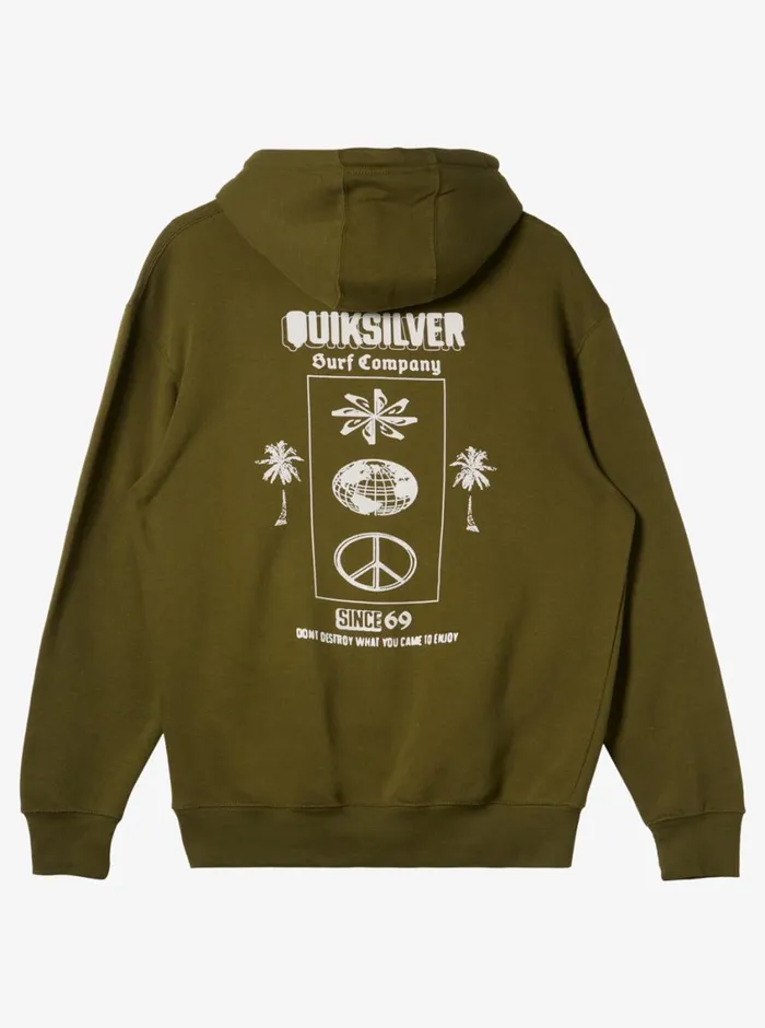 Quiksilver E Rockin Hoodie Pullover Sweatshirt Laurel Wreath Mens Sweatshirts and Hoodies