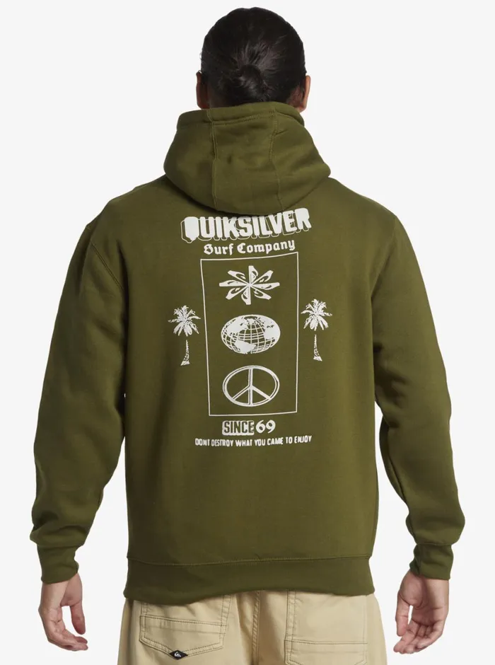Quiksilver E Rockin Hoodie Pullover Sweatshirt Laurel Wreath Mens Sweatshirts and Hoodies