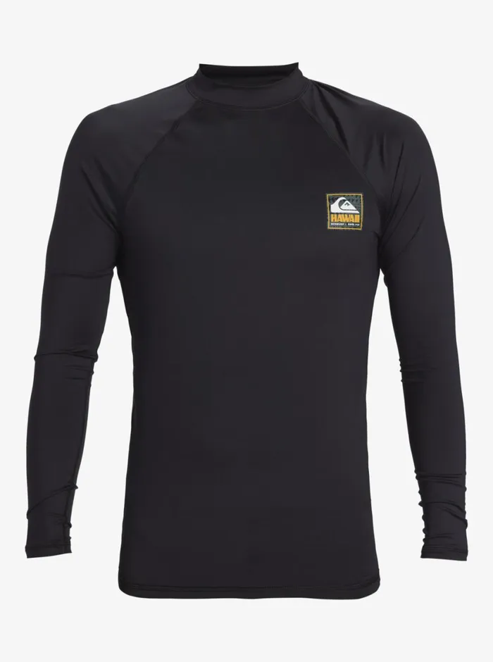 Quiksilver Hawaii Badge UPF50 Long Sleeve Surf Tee Black Mens Rashguards