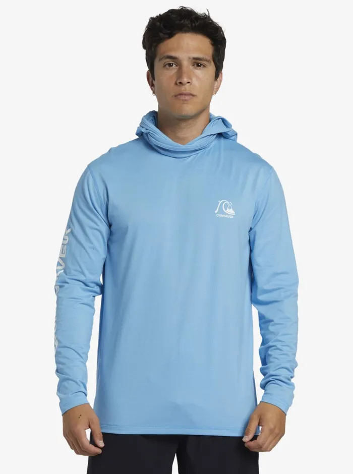 Quiksilver Heritage UPF 50 Long Sleeve Surf Tee Azure Blue Mens Rashguards Quiksilver Heritage UPF 50 Long Sleeve Surf Tee Azure Blue Mens Rashguards