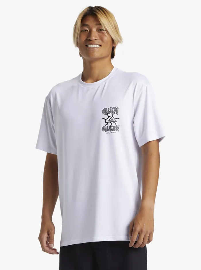 Quiksilver Mix Session UPF 50 Short Sleeve Surf Tee Off White Mens Rashguards Quiksilver Mix Session UPF 50 Short Sleeve Surf Tee Off White Mens Rashguards