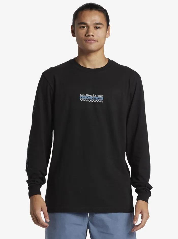 Quiksilver Omni Check Turn Long Sleeve TShirt Black Mens Tees