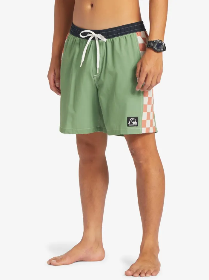 Quiksilver Original Arch 17034 Volleys Dill Mens Elastic Waist Quiksilver Original Arch 17034 Volleys Dill Mens Elastic Waist