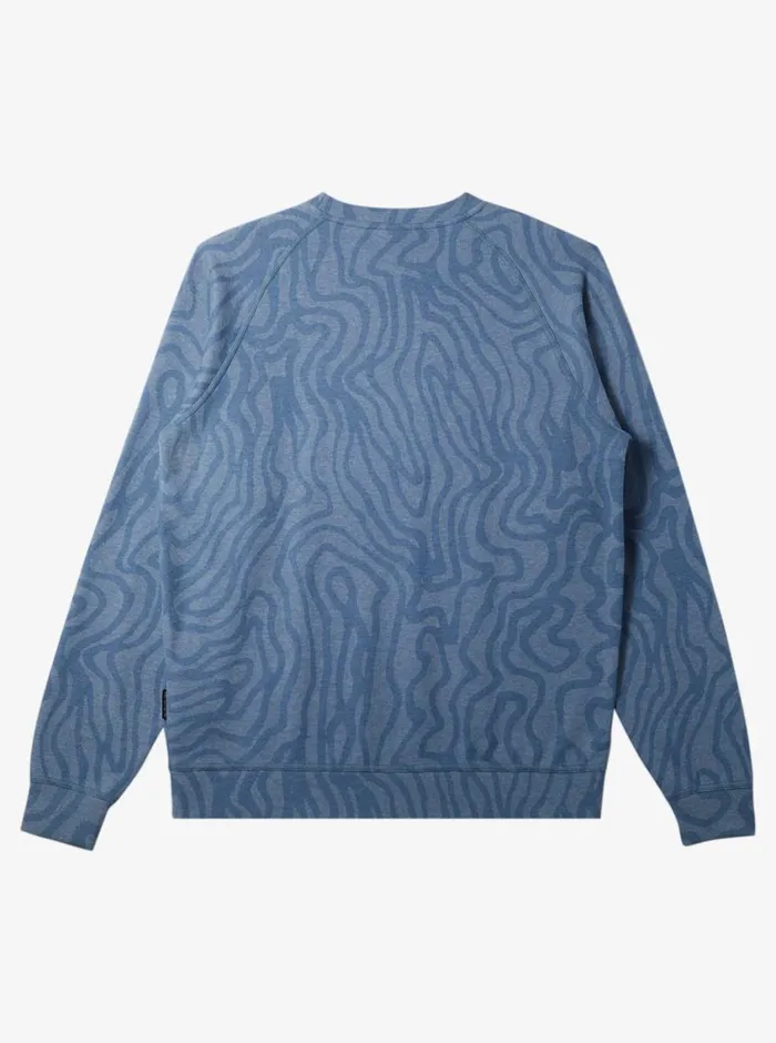 Quiksilver Raglans Long Sleeve Knit Crew Neck Sweatshirt Blue Shadow Hthr Flat Rib Sw Mens Sweatshirts and Hoodies
