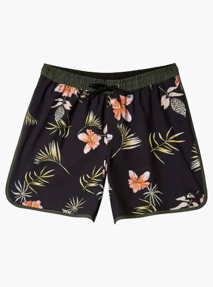 Quiksilver Surfsilk Scallop Volley 17034 Volleys Black Mens Elastic Waist
