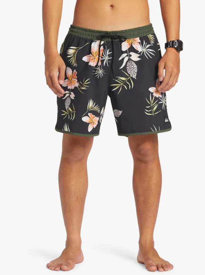 Quiksilver Surfsilk Scallop Volley 17034 Volleys Black Mens Elastic Waist Quiksilver Surfsilk Scallop Volley 17034 Volleys Black Mens Elastic Waist