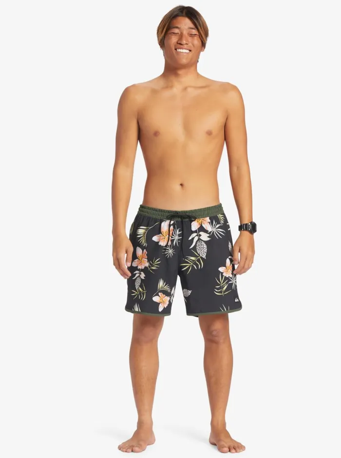 Quiksilver Surfsilk Scallop Volley 17034 Volleys Black Mens Elastic Waist Quiksilver Surfsilk Scallop Volley 17034 Volleys Black Mens Elastic Waist