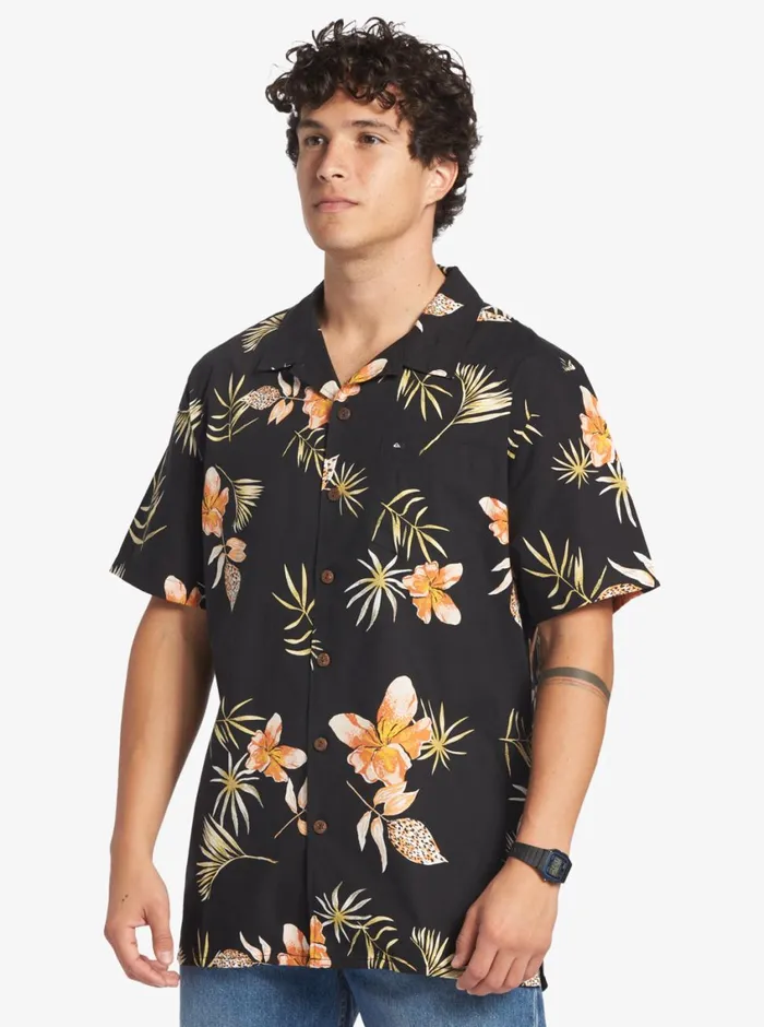 Quiksilver Tropical Floral Short Sleeve Woven Shirt Black Tropical Floral Ss Mens Shirts and Polos Quiksilver Tropical Floral Short Sleeve Woven Shirt Black Tropical Floral Ss Mens Shirts and Polos