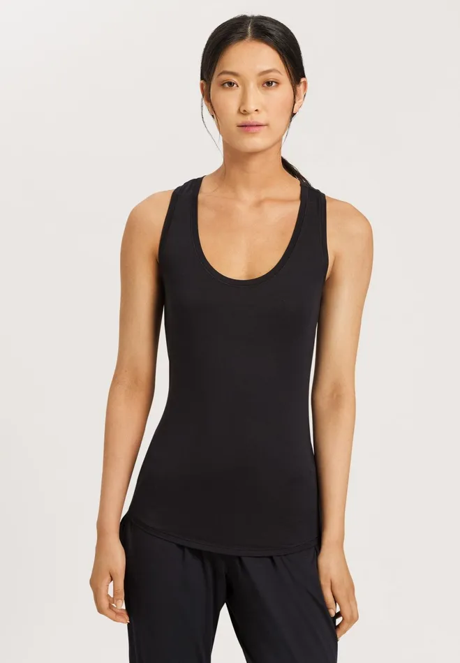 Racer Back Tank Top Black Women HANRO Activewear