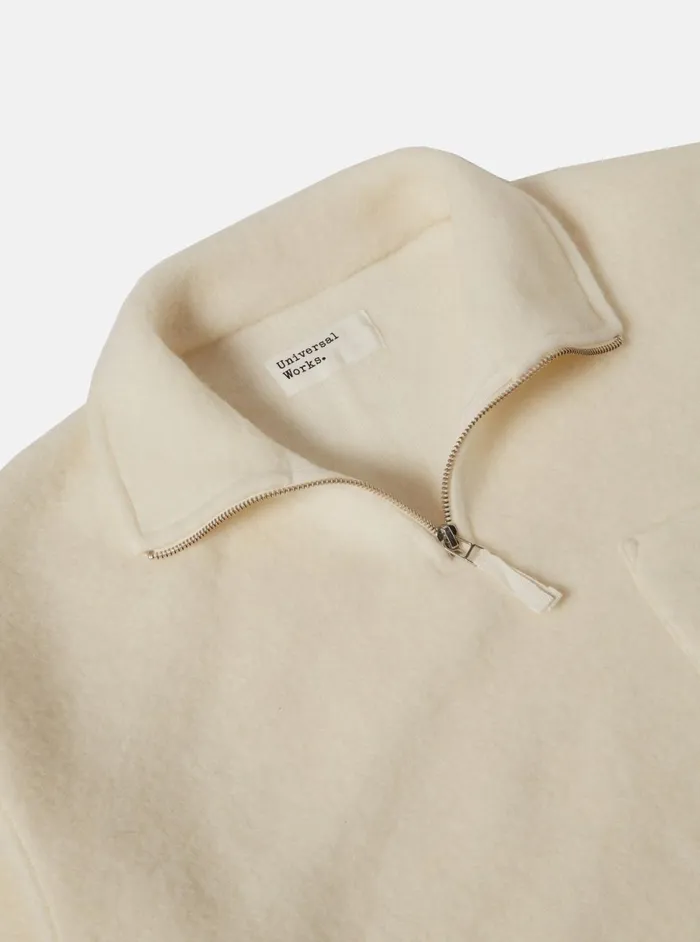 Ramsay Quarter Zip In Ecru Wool Fleece Men Universal Works Fleece