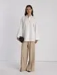 Ready To Wear Embroidered Rose Organic Cotton Poplin Oversized Shirt White Lafayette 148 New York Blouses and Shirts