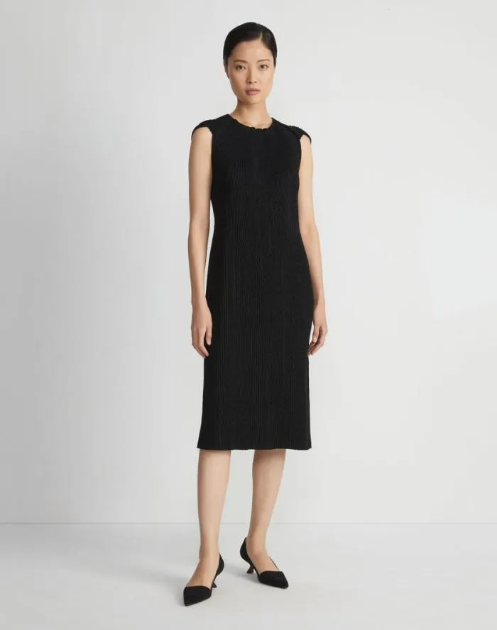 Ready To Wear Finespun Voile Pleated Dress Black Lafayette 148 New York Dresses