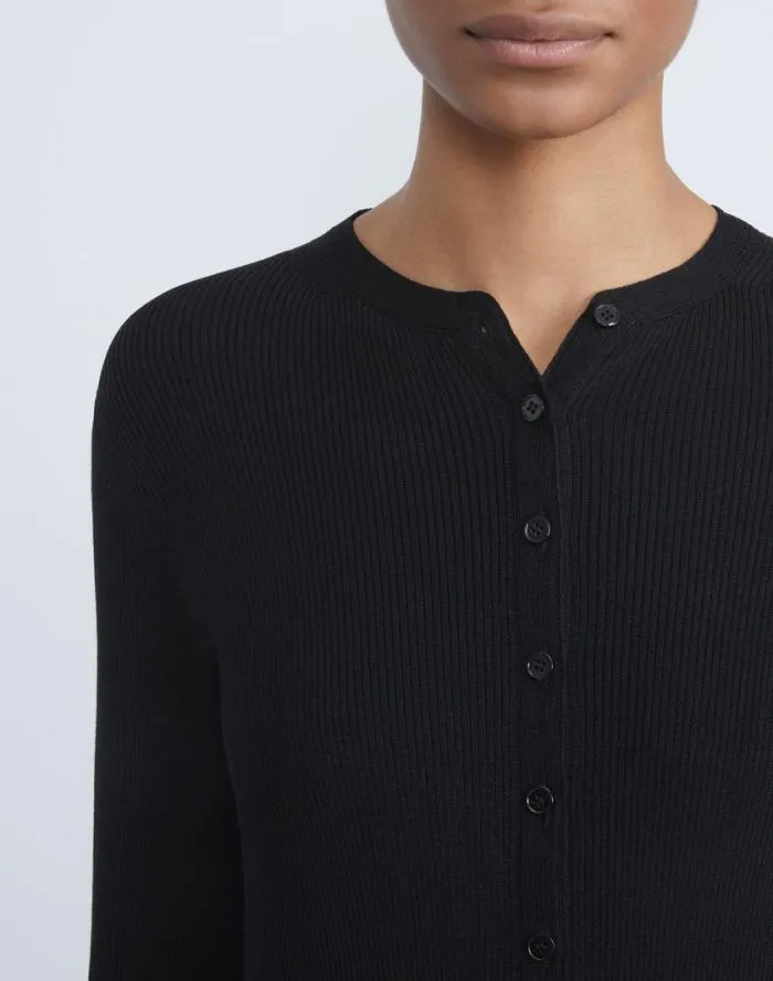 Ready To Wear Finespun Voile Ribbed Long Cardigan Black Lafayette 148 New York Sweaters and Knits